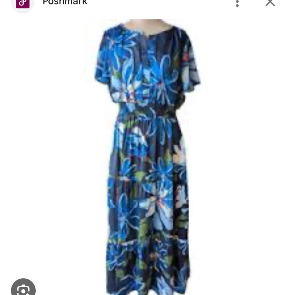 Elegant Blue Floral Maxi Dress